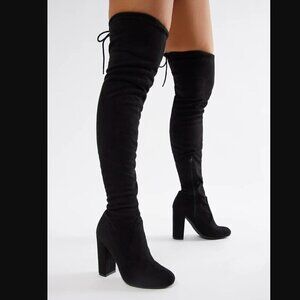 Fashion Nova Sexy Black Over-the-Knee Boots Size 7.5